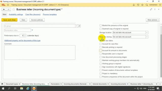 04 03 Incoming and outgoing documents 1С:Document Management смотреть онлайн