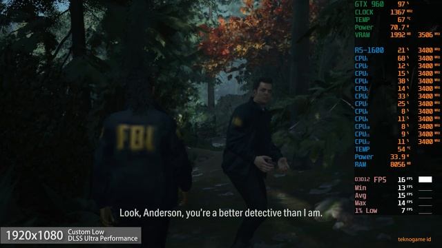Alan Wake 2 Frame Generation Mod  DLSS  GTX 960 2GB  Ryzen 5 1600