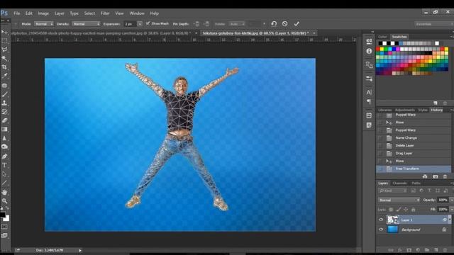 Puppet warp tool in photoshop | How to move body parts of an image or picture in photoshop смотреть онлайн