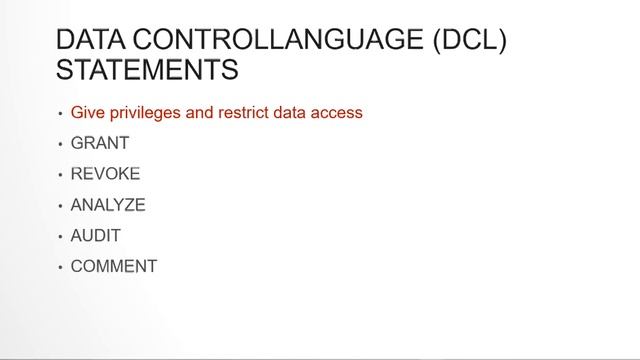 TYPES OF SQL STATEMENTS смотреть онлайн