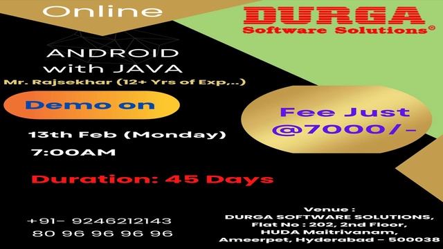 ANDROID with JAVA Online Training @ DURGASOFT смотреть онлайн