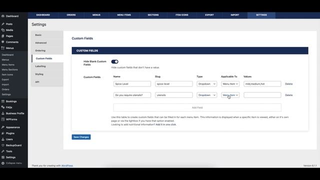 Five Star Restaurant Menu WordPress Plugin - Custom Field Settings смотреть онлайн