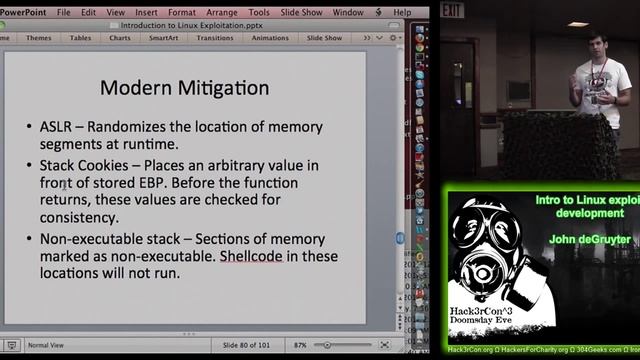 Hack3rcon 3 12 Intro to Linux exploit development John deGruyter смотреть онлайн