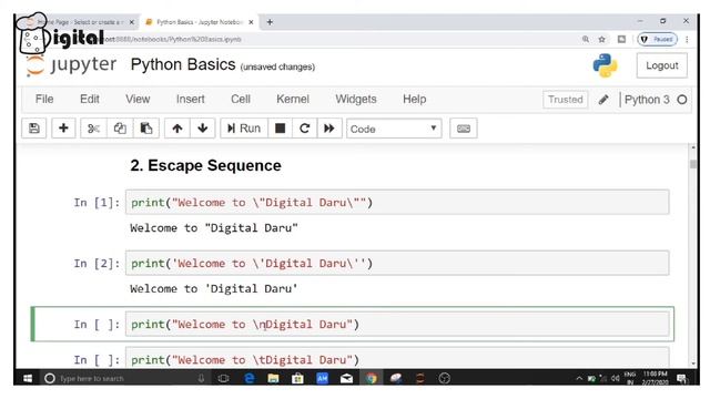 What is Escape sequence in python || Machine Learning Tutorial || #digitaldaru смотреть онлайн
