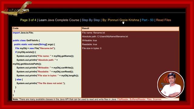 Learn Java Complete Course | Step By Step | Read Files | By: Ponnuri Gopie Krishna | Part - 50 смотреть онлайн