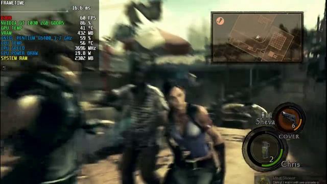 Resident Evil 5 Intel Pentium G5400 3.7 GHz & Nvidia GT 1030 2 GB GDDR5 смотреть онлайн
