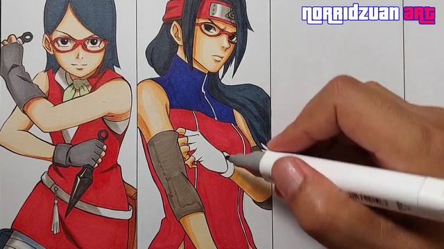 Drawing Uchiha Sarada in 12, 17, 40, 80 Years Old | Time Skip | Boruto | ボルト | ナルト смотреть онлайн