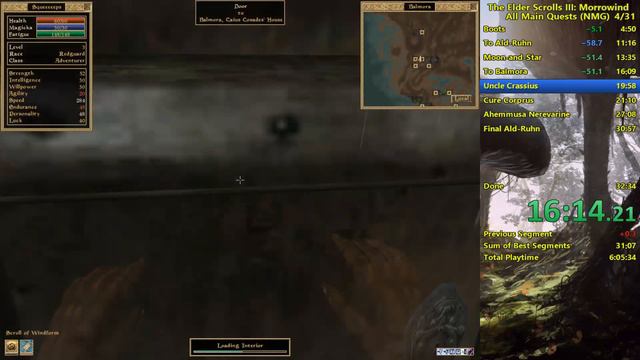 Morrowind All Main Quests, No Major Gitches Speedrun in 31:52 (no loads) смотреть онлайн