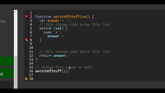 Adding a default option in Switch statements, freeCodeCamp Basic Javascript смотреть онлайн