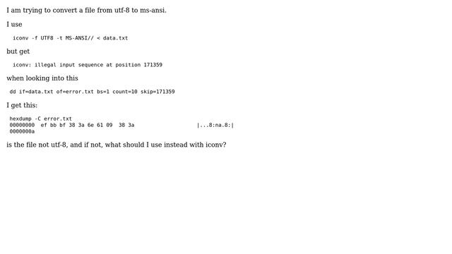 Unix & Linux: Why can't I convert a UTF-8 to MS-ANSI using iconv? смотреть онлайн