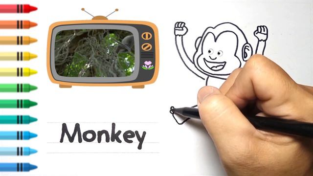 How to Draw and Spell "Monkey" for Toddlers 🐒 Draw a monkey easy and fun смотреть онлайн