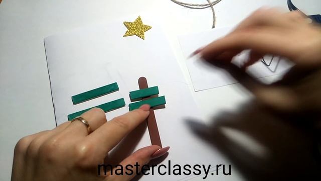 Простая игрушка на елочку своими руками. Елочка из палочек. Видео урок смотреть онлайн