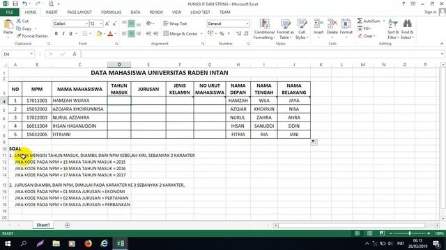 Belajar Excel : Fungsi String dan Logika If смотреть онлайн