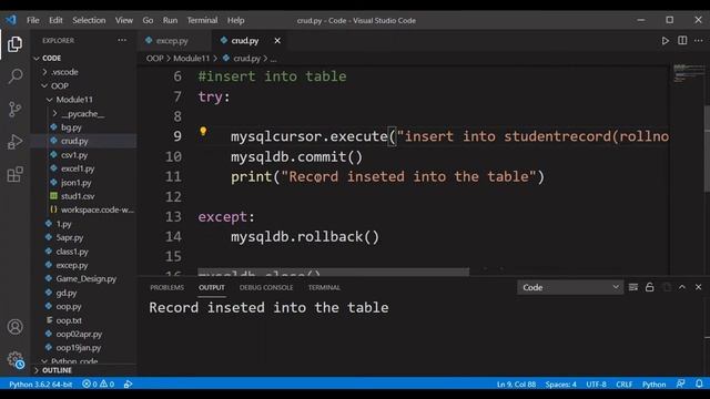 CRUD operations | python crud | python database connection | Python Tutorial смотреть онлайн