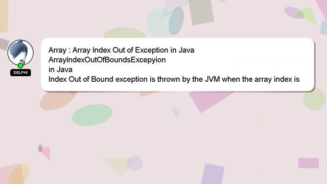 Array : Array Index Out of Exception in Java смотреть онлайн
