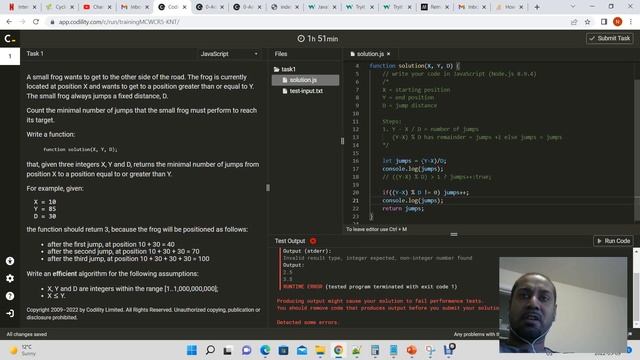 Codility - FrogJmp (JavaScript) смотреть онлайн