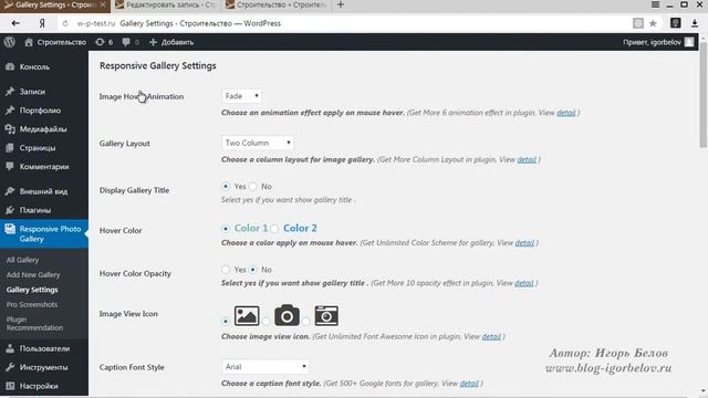 Галерея для сайта на WordPress (Responsive Photo Gallery) смотреть онлайн