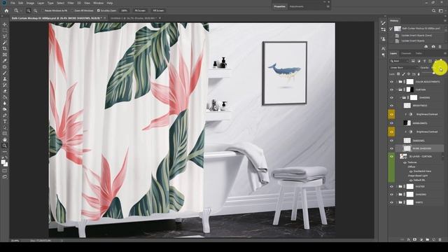Bath Curtain Mock-up, 3d mockup for Photoshop video tutorial смотреть онлайн