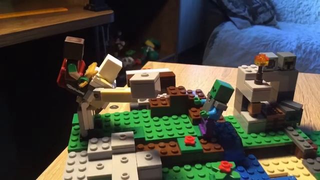 Lego Minecraft анимация Железный Голем против зомби смотреть онлайн