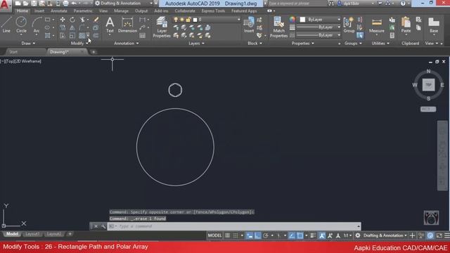 AutoCAD 2019 Tutorial : Part 26 - Rectangle Array Path Array and Polar Array Command in Hindi смотреть онлайн