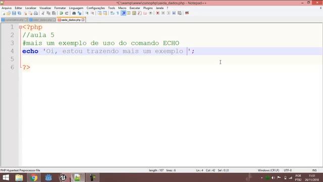 Curso básico de PHP - Aula 5 - Características do comando ECHO - parte 2 смотреть онлайн