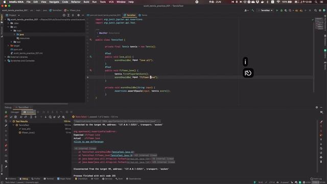 IntellIJ IDEA Tennis Practice in Java #01 смотреть онлайн