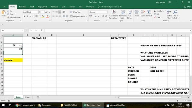 Excel VBA VARIABLES Option Explict String Variant type Part2 смотреть онлайн