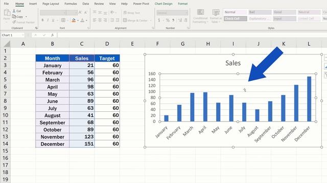 How to Add a Target Line in an Excel Graph смотреть онлайн