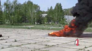 Испытания порошкового огнетушителя ОП 5 очаг 55В