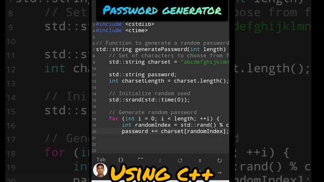 password generator using C++ #c++ #Py #computerscience #coding #code #ytshort #codinglife #develope смотреть онлайн