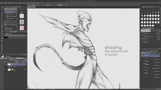 Drawing a dark, fantasy creature from concept | pencil sketch | CLIP Studio Paint смотреть онлайн