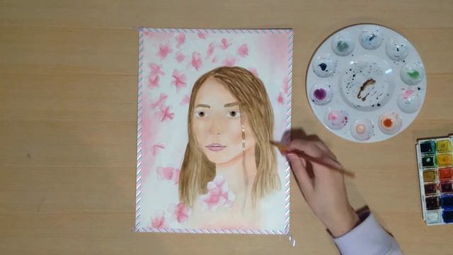 Paint with me - watercolor portrait and cherry blossom смотреть онлайн