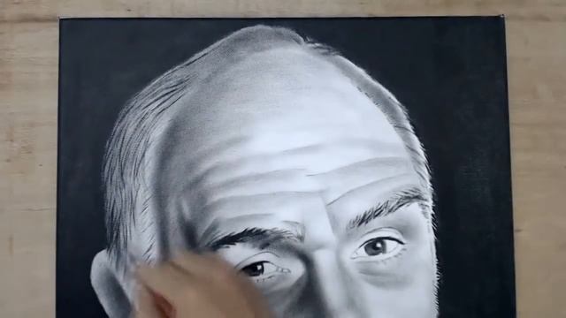 Sean Connery speed drawing portrait dry brush painting dry brush смотреть онлайн