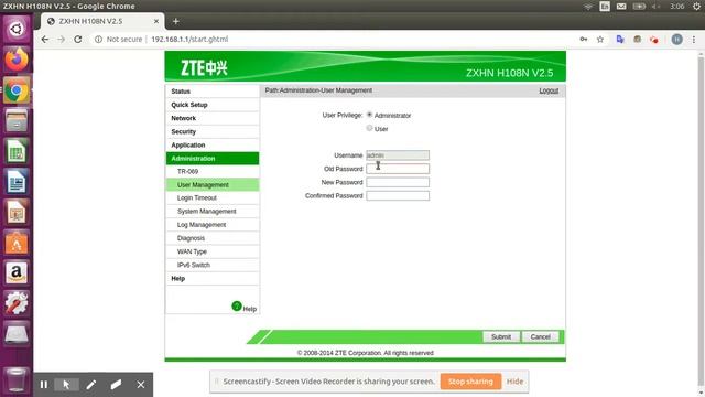 Change ZTE ZXHN H108N Administrator password смотреть онлайн