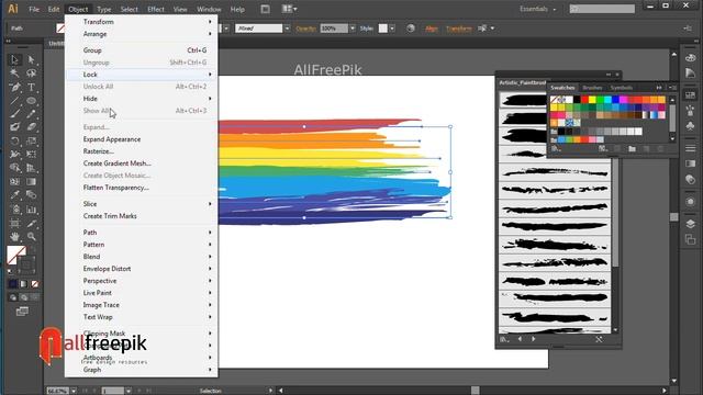 Create Vector Rainbow Watercolor Brush Smears in Adobe Illustrator смотреть онлайн