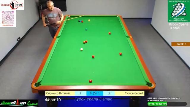 Опрышко Виталий vs Суслов Сергей. Кубок Урала 3 Этап. Snooker Room. смотреть онлайн