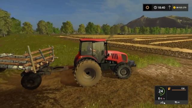 Farming Simulator 2017. Нестеровка. Трактор Беларус МТЗ-1882.3 Прицеп ПТС-12. смотреть онлайн