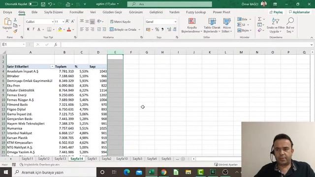 Excel Öğrenme Dersleri - 6.Ders, Pivot Tablolar Oluşturmak ve Grafikler- 710 | Ömer BAĞCI смотреть онлайн