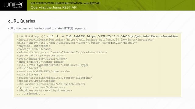 Get Started with Juniper Automation: Module 9 - Junos REST API смотреть онлайн