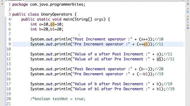 Java Unary Operators смотреть онлайн