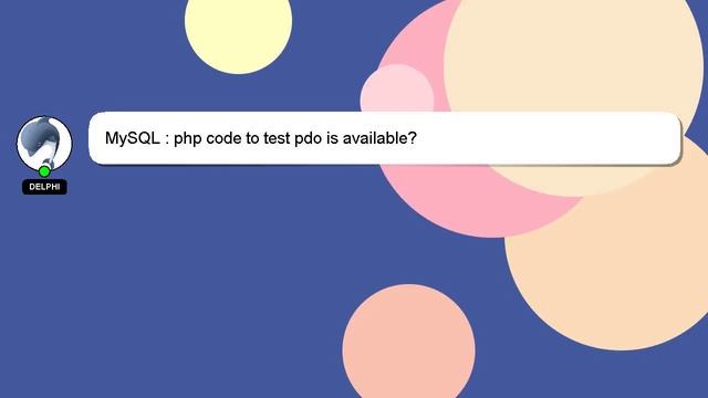MySQL : php code to test pdo is available? смотреть онлайн