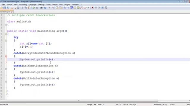 Exception Handling - Multiple Catch смотреть онлайн