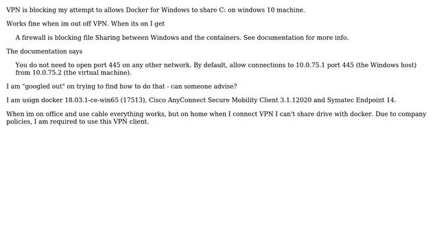 Docker for Windows - Settings to Cisco AnyConnect allow share driver смотреть онлайн