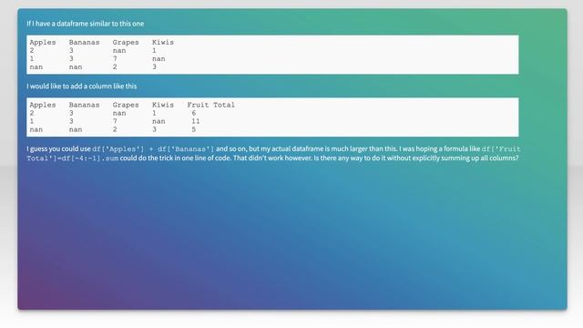 Pandas: sum up multiple columns into one column without last column смотреть онлайн