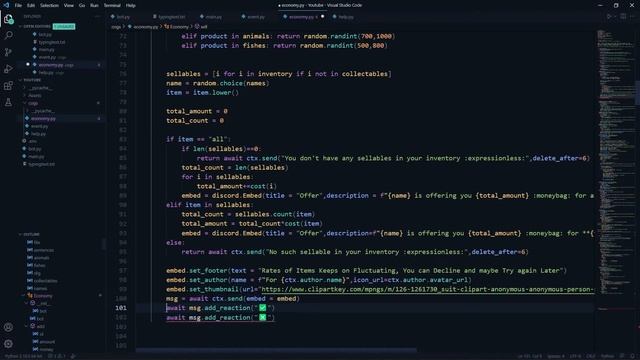 Sell Command with check reaction in Economy bot discord.py || part 4 смотреть онлайн