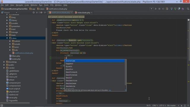 Blade Support in PhpStorm 8 смотреть онлайн