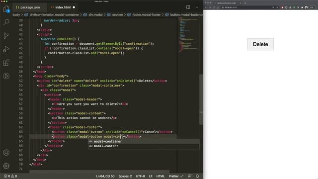Create a confirmation modal dialog by using vanilla HTML/CSS/Javascript смотреть онлайн