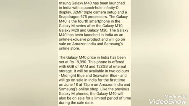 (Samsung M40) full specification смотреть онлайн