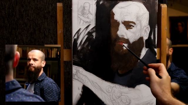 Self Portrait, Underpainting in Oils. смотреть онлайн