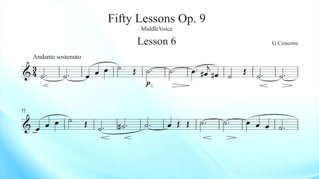 Concone Lesson 6 for Middle Voice Key Am. Suitable for Mezzo Soprano or Baritone Voice Range смотреть онлайн